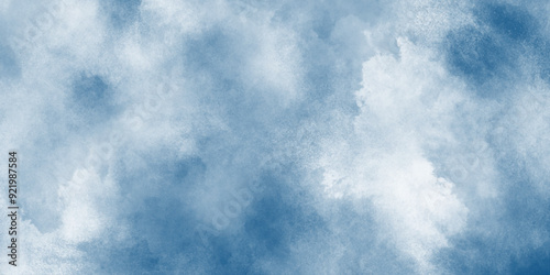 abstract Bright and shinny cloudy sky blue watercolor background, Grunge style blue background with white clouds for any wallpaper and decoration and design.	