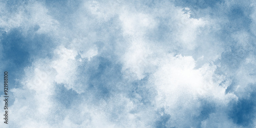abstract Bright and shinny cloudy sky blue watercolor background, Grunge style blue background with white clouds for any wallpaper and decoration and design.	