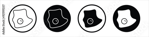 Fried egg vector icon set black filled and outlined style.