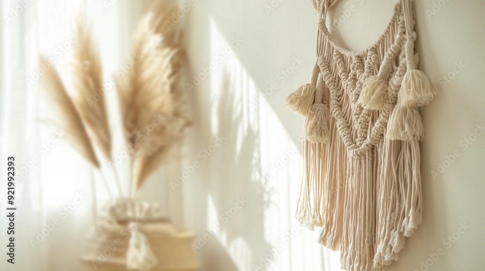 Macrame Wall Hanging in Boho Style. Macrame Wall Hanging in Boho Style.