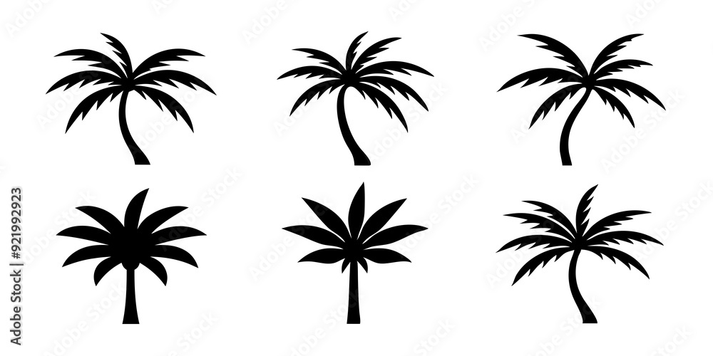 Palm tree logo icons set silhouette vector style illustration Palm tree logo icons set silhouette vector style illustration