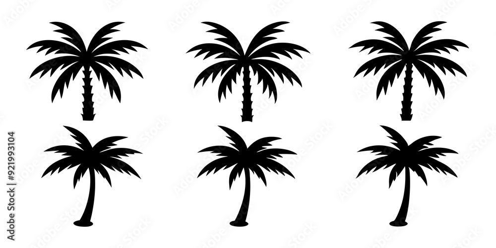 Fototapeta premium Palm tree logo icons set silhouette vector style illustration