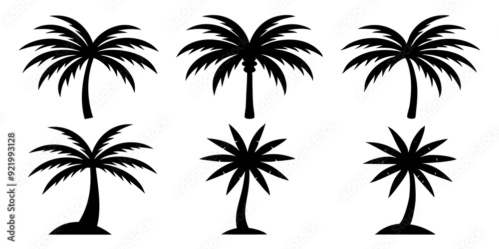 Fototapeta premium Palm tree logo icons set silhouette vector style illustration