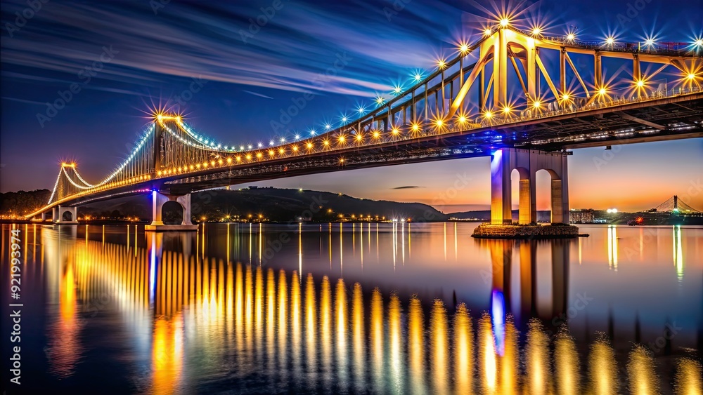 Night view of a stunning illuminated bridge, night, view, bridge, illuminated, cityscape, lights, evening, urban Night view of a stunning illuminated bridge, night, view, bridge, illuminated, cityscape, lights, evening, urban