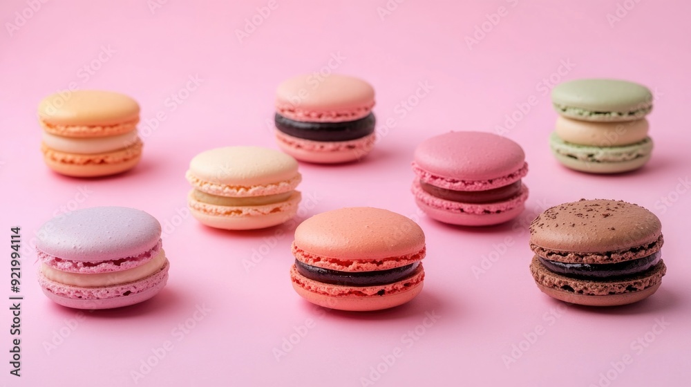 Macarons on Pink Surface Macarons on Pink Surface