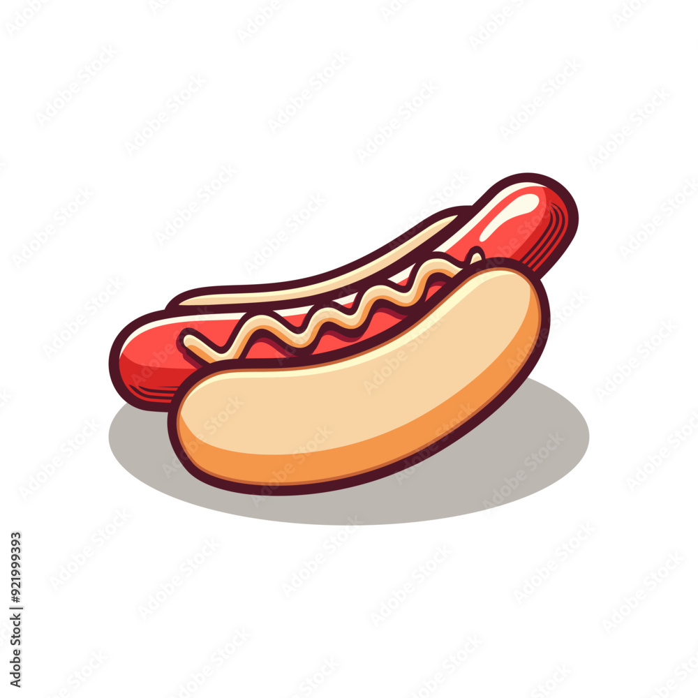 Hot dog logo vector illustration template in white background, with shadow Hot dog logo vector illustration template in white background, with shadow