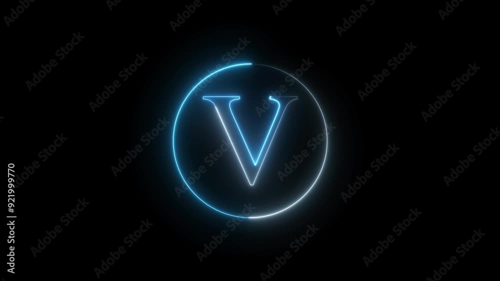 Abstract Bright Neon Letter Animation on Black Background. Abstract Bright Neon Letter Animation on Black Background.