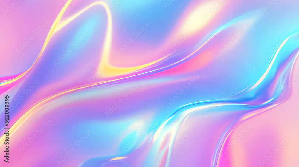 Fototapeta premium Holographic Neon background ,Colorful psychedelic Abstract. Pastel color waves for Background
