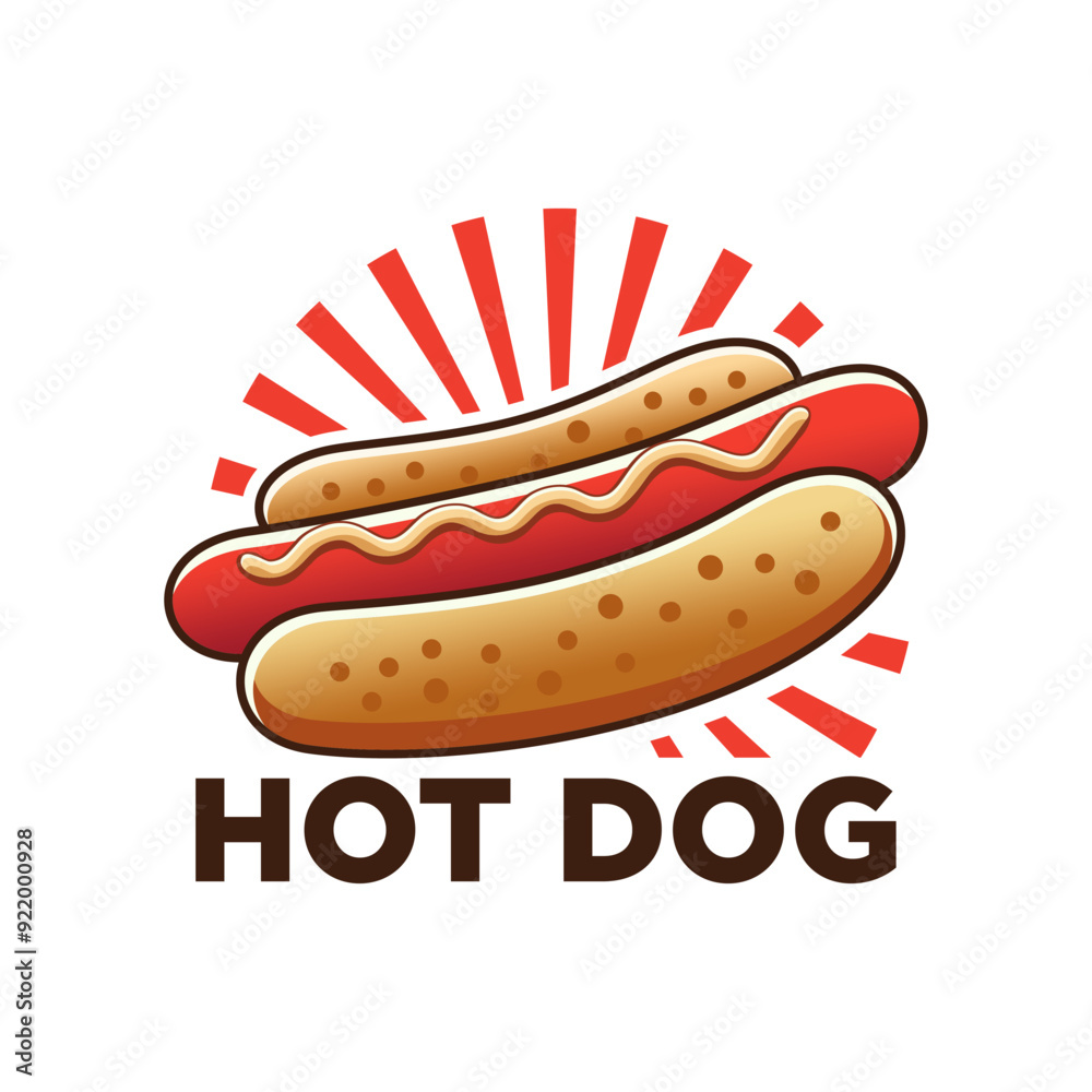 Hot dog logo vector with an abstract circle background Hot dog logo vector with an abstract circle background