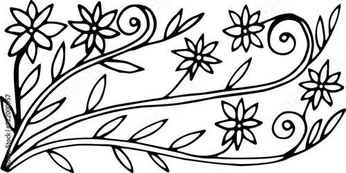 	
Decorative elements of curls with leaves. Vector illustration. Hand drawing.