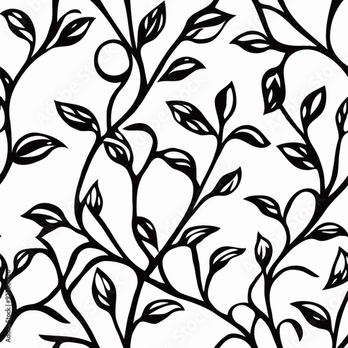 line drawing art style pattern of vines with leaves