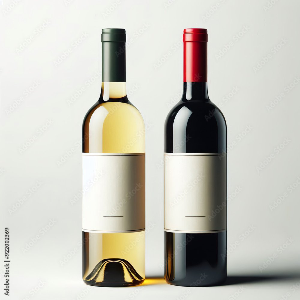 Fototapeta premium photo of bottles of white wine and bottle of red wine