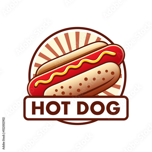 Hot dog logo vector in circle with white background