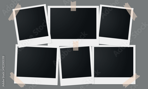 Photo Frames Collage, Polaroid, Adhesive Tape, Empty, EPS 10, Photo Frames Set, Isolated, Memories, Template, Vector