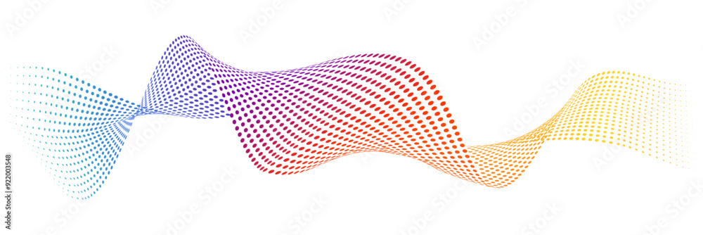 Dotted curve wireframe mesh logo element