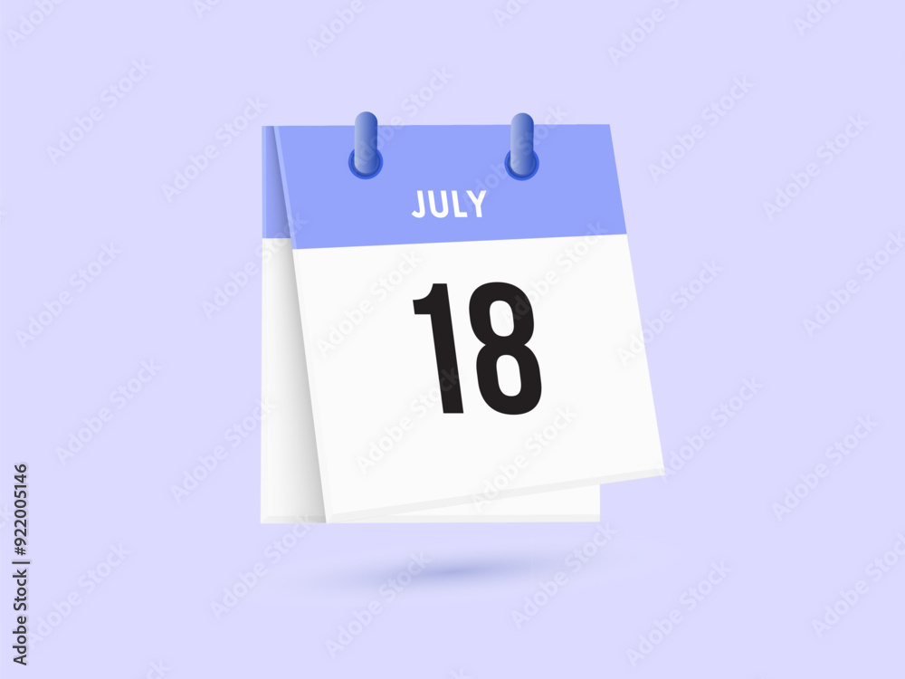 July 18 - calendar and Time planner. Daily Calendar Icon reminder. Vector Illustration. July 18 - calendar and Time planner. Daily Calendar Icon reminder. Vector Illustration.