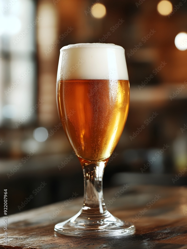 Freshly Poured Amber Beer in a Transparent Glass with Foam and Bubbles Freshly Poured Amber Beer in a Transparent Glass with Foam and Bubbles