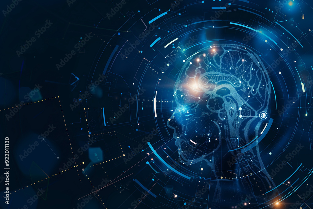Abstract Virtual AI Brain Concept Background Abstract Virtual AI Brain Concept Background