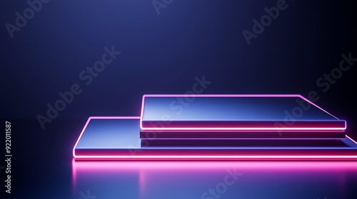 Wallpaper Mural Digital stage, floating holographic shapes, neon tech visuals, sleek design Torontodigital.ca