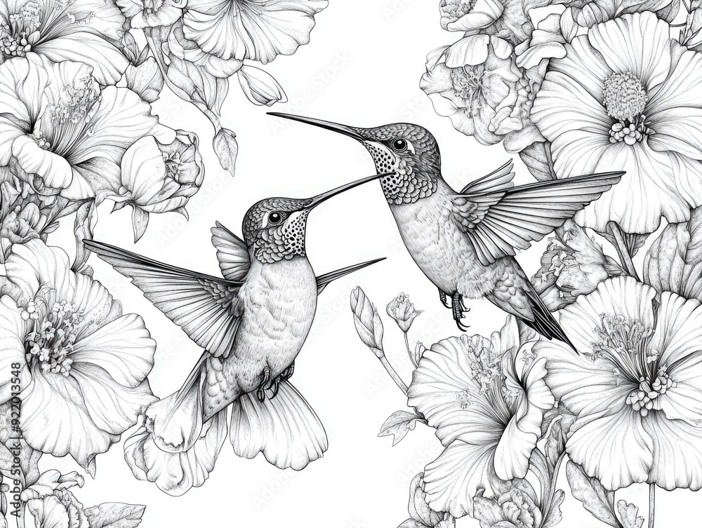 Obraz premium Birds on Flowers