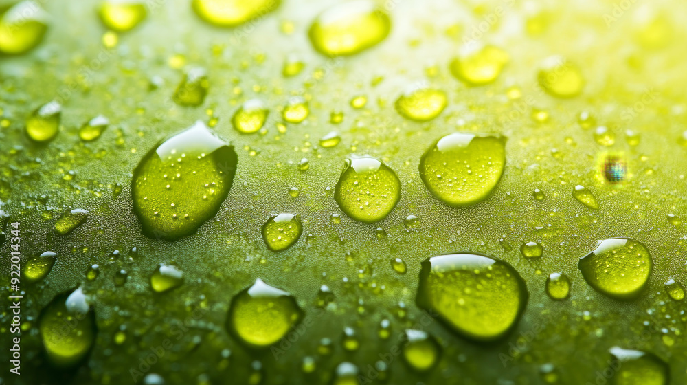 Fototapeta premium Soft Illumination: Apply soft, diffused lighting to highlight the drops and their transparency. This helps in showing the subtle nuances of the lime green color.