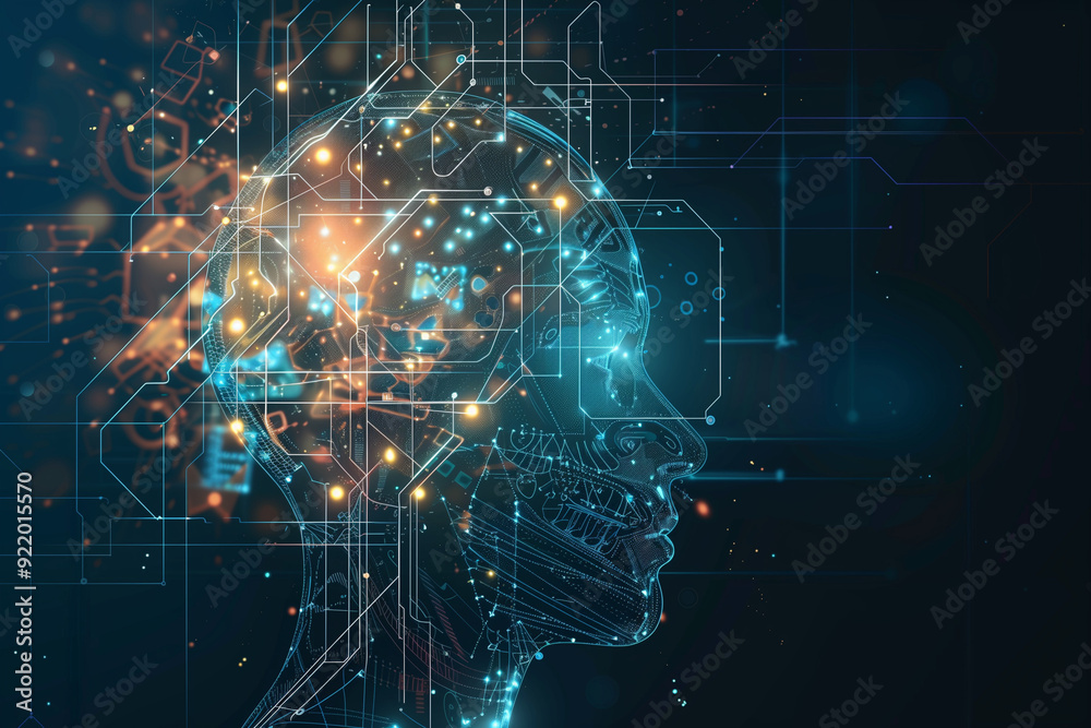 Abstract Virtual AI Brain Concept Background Abstract Virtual AI Brain Concept Background