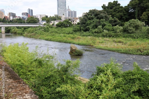 Sendai, Miyagi Prefecture, Japan, August 14, 2024.Scenery around Hyōjōgawara Bridge over the Hirose River photo