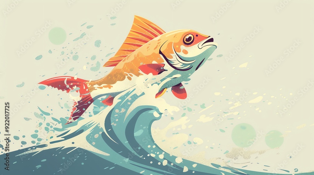 Create a illustration of a Flying fish leaping out of the waterin a kawaii style, simplified to feature fewer elements for a cleaner look, Use a color palette that is appealing to children, wit Create a illustration of a Flying fish leaping out of the waterin a kawaii style, simplified to feature fewer elements for a cleaner look, Use a color palette that is appealing to children, wit