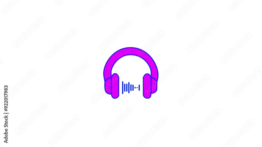 Headphones icon animation. headphone with Sound wave animation, headset icon animation. Headphones icon animation. headphone with Sound wave animation, headset icon animation.