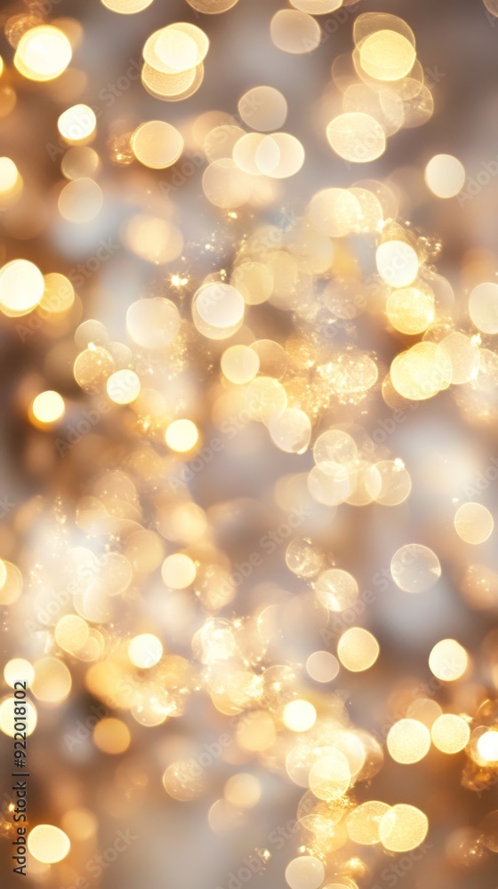 Abstract golden bokeh lights creating festive christmas background
