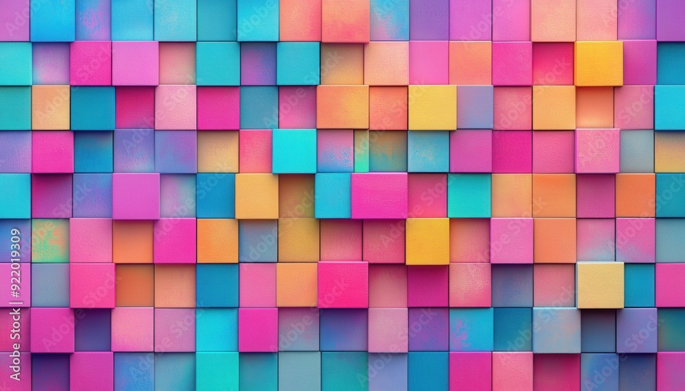 Colorful geometric pattern created with pastel cubes in vibrant hues Colorful geometric pattern created with pastel cubes in vibrant hues