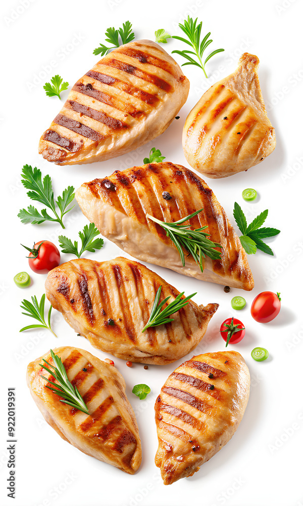 Grilled Chicken steaks on white background