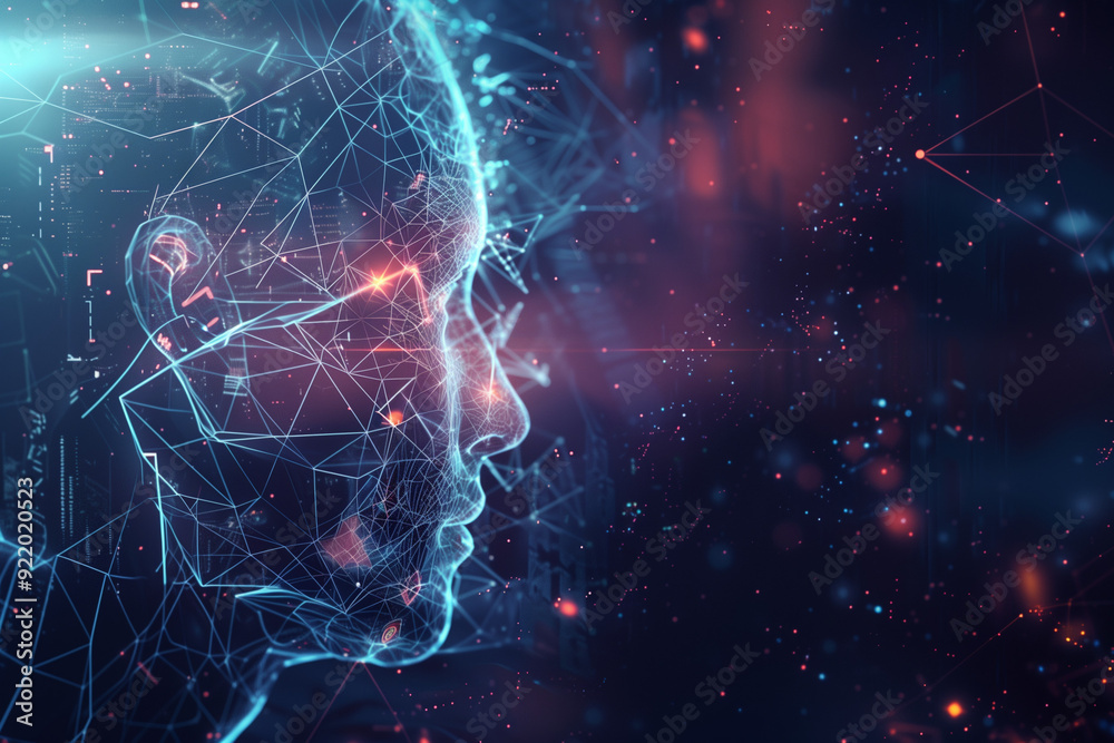 Abstract Virtual AI Brain Concept Background Abstract Virtual AI Brain Concept Background