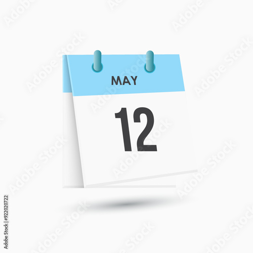 May 12 - calendar and Time planner. Daily Calendar Icon reminder. Vector Illustration.