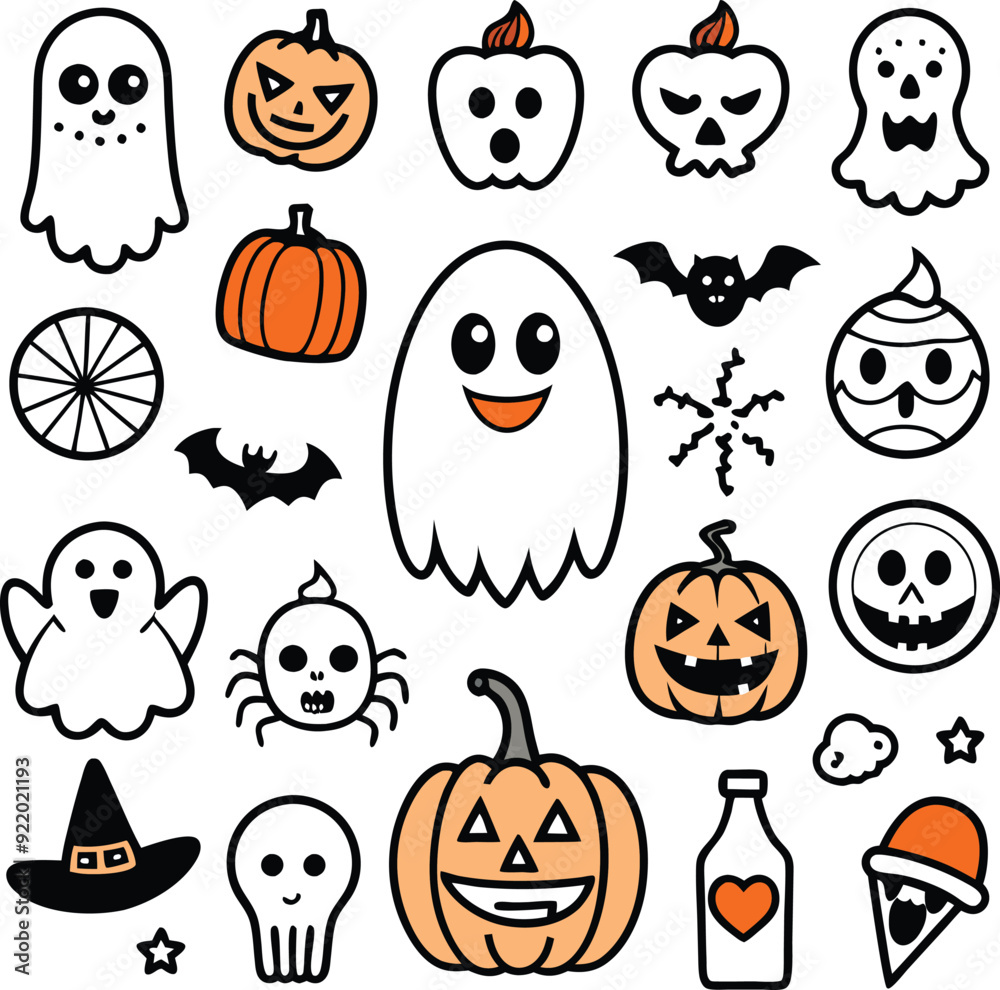 Naklejka premium halloween icons set illustration