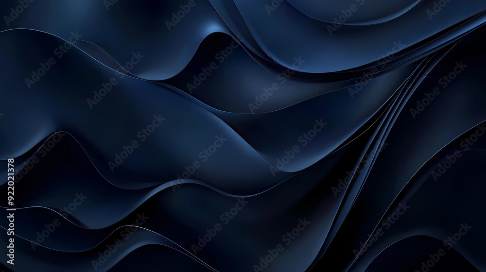 Opulent Waves: Dark Blue Backdrop with Fluid Curves Opulent Waves: Dark Blue Backdrop with Fluid Curves
