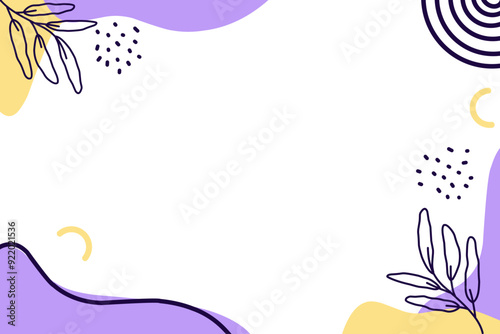 Wallpaper Mural background with abstract wave elements and wire leaves illustration, minimalist background in pastel colors Torontodigital.ca