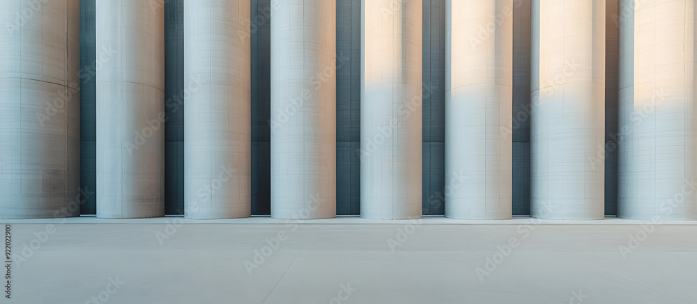 Large industrial silos standing in a rural setting with clear blue skies Large industrial silos standing in a rural setting with clear blue skies