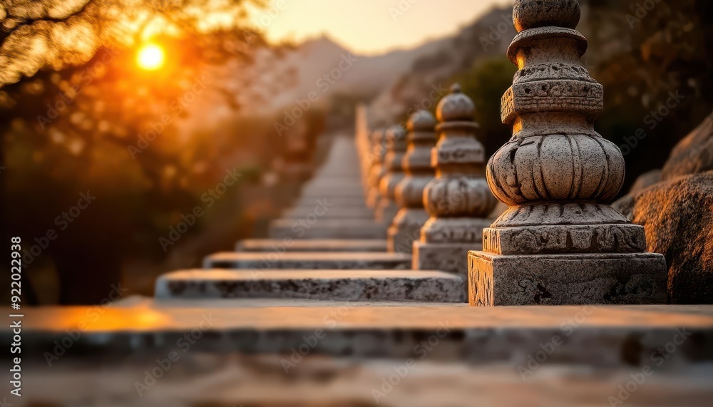 Obraz premium Pilgrimage routes, spiritual journeys, vibrant paths, sacred destinations