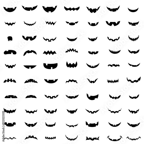 Smile icon vector set. Evil smile illustration sign collection. Smile for pumpkin symbol or logo.