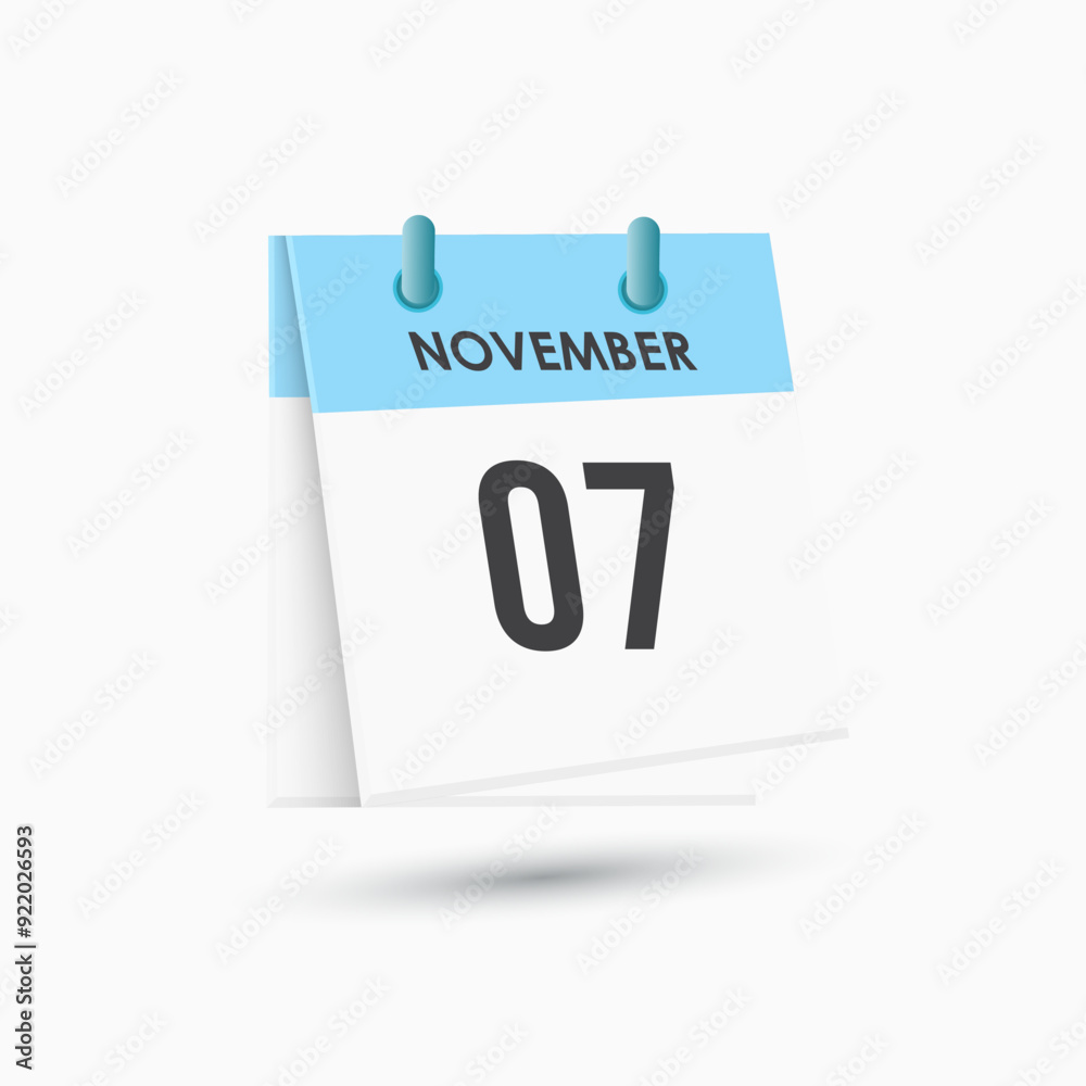 November 7 - calendar and Time planner. Daily Calendar Icon reminder. Vector Illustration. November 7 - calendar and Time planner. Daily Calendar Icon reminder. Vector Illustration.