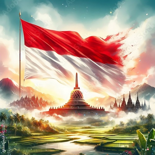 Indonesia independence day poster background 