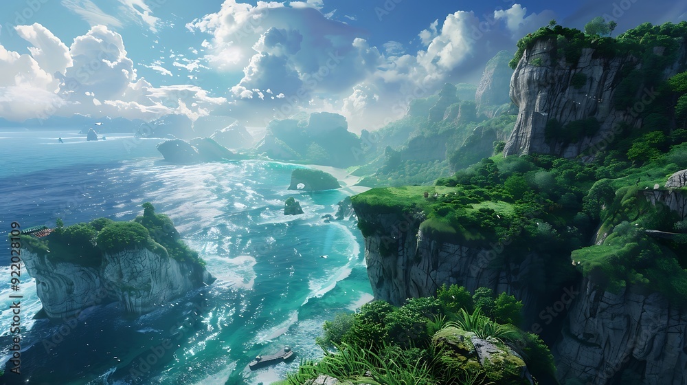 A majestic view from a cliffside A majestic view from a cliffside