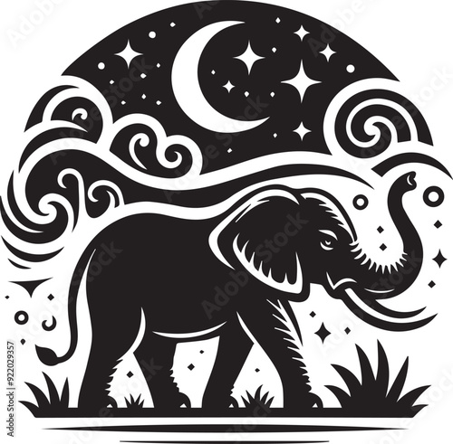 Elephant icon silhouette vector illustration, elephant black Silhouette vector art