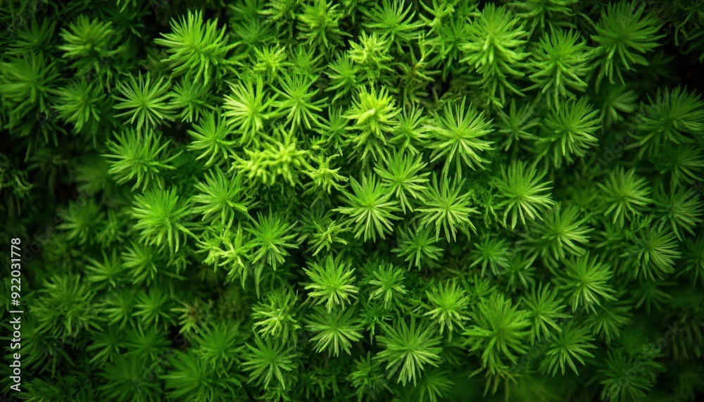 Lush green moss covering a forest floor in early morning light Lush green moss covering a forest floor in early morning light