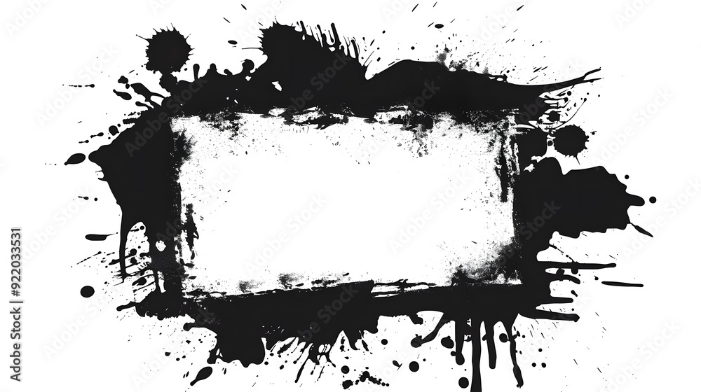 Frame in the form of paint blot, black on white background Frame in the form of paint blot, black on white background