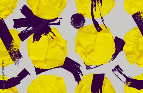 Seamless texture close up of a realistic paper ball trash on white background. Materials paint, paper. Crumpled balls, writing piece of damaged paper. Texture seamless background crumpled paper vector