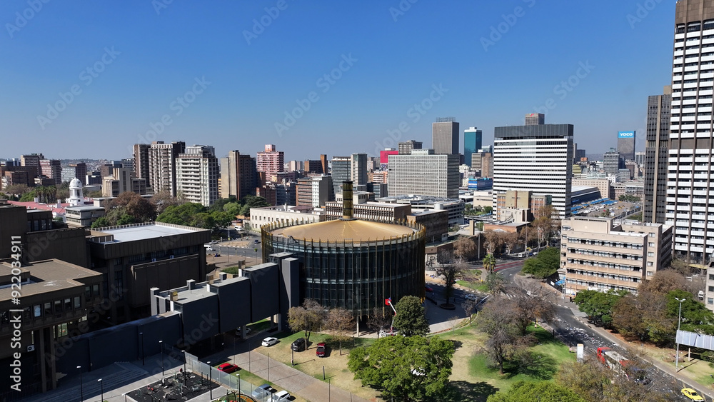 Fototapeta premium Johannesburg Skyline At Johannesburg In Gauteng South Africa. High Rise Buildings Landscape. Megacity Background. Johannesburg At Gauteng South Africa. Downtown City. Urban Outdoor.
