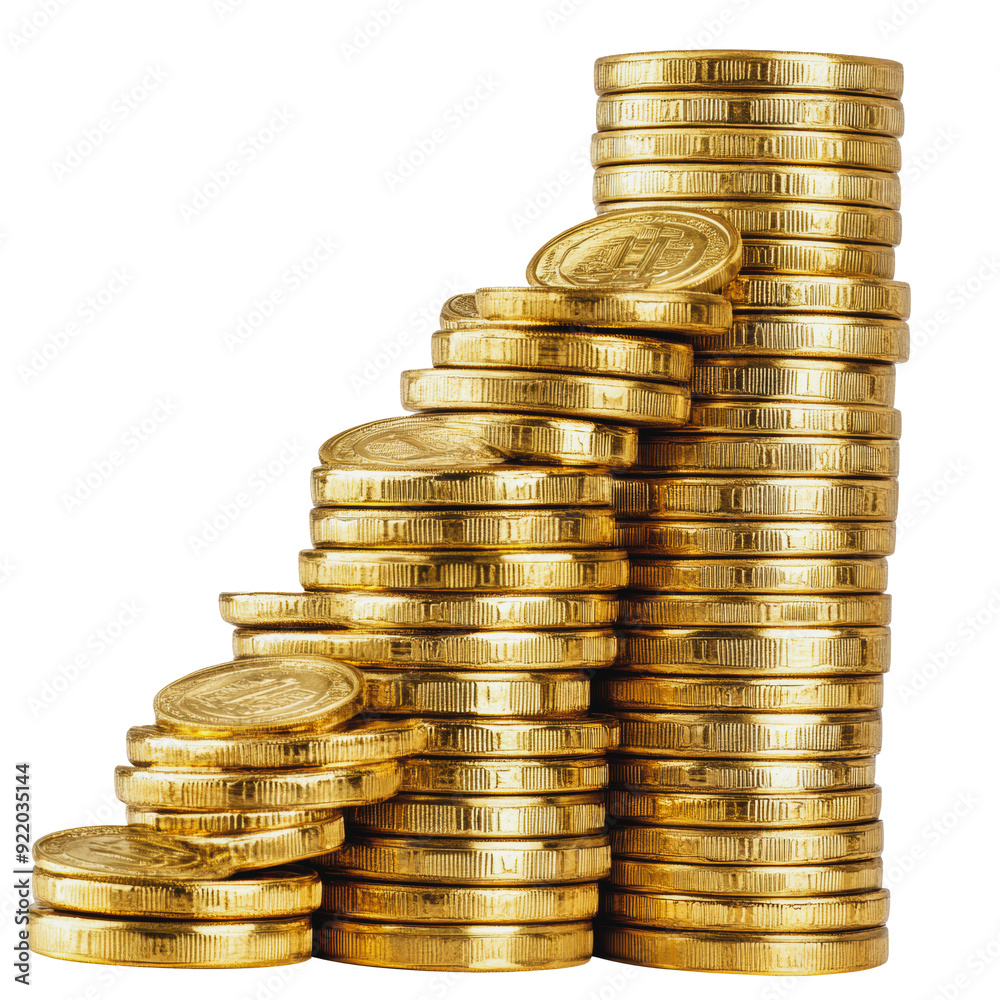 PNG Stacked gold coins arranged in a pyramid layout PNG Stacked gold coins arranged in a pyramid layout