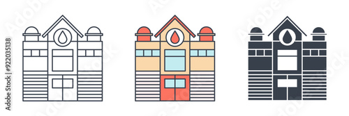 Fire Station building icon symbol vector illustration isolated on white background